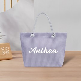 Women's Customizable Personalized Name/Text Handbag - Large Capacity Lightweight Tote Bag with Zip Closure, Pastel Pink (Custom Colors available) - for Commuting, Travel, Work, Everyday Use